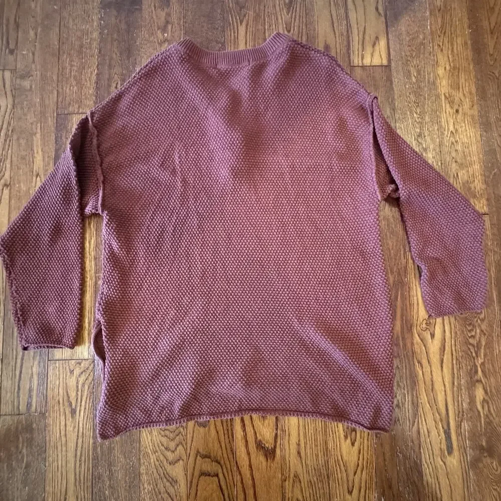 Free People FP Beach Hailee 2 Piece Sweater Set Waffle Knit Henley Small Boho